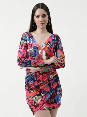 TOTO Picasso Digital Printed Overlap Dress (Set Of 1)